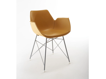 NITA A TRC - Tanned leather chair with armrests and metal legs by SOFTLINE 1979 - view 2